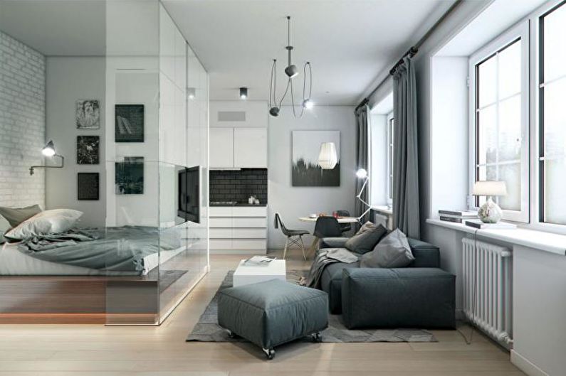 Design de interiores de um apartamento de um quarto 33 m2 - foto