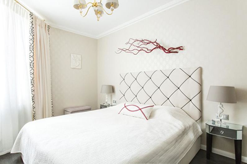 Balta guļamistaba mūsdienīgā stilā - interjera dizains