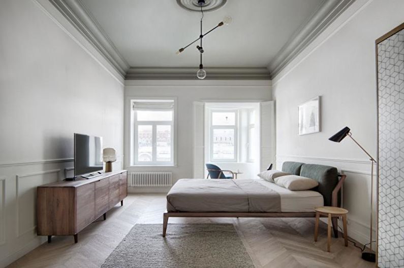 Bijela skandinavska spavaća soba - Dizajn interijera