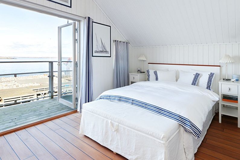 Dormitorio de estilo azul marino blanco - Diseño de interiores
