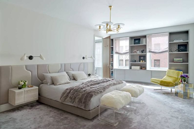 การออกแบบห้องนอนสีขาว - พื้นสำเร็จรูป