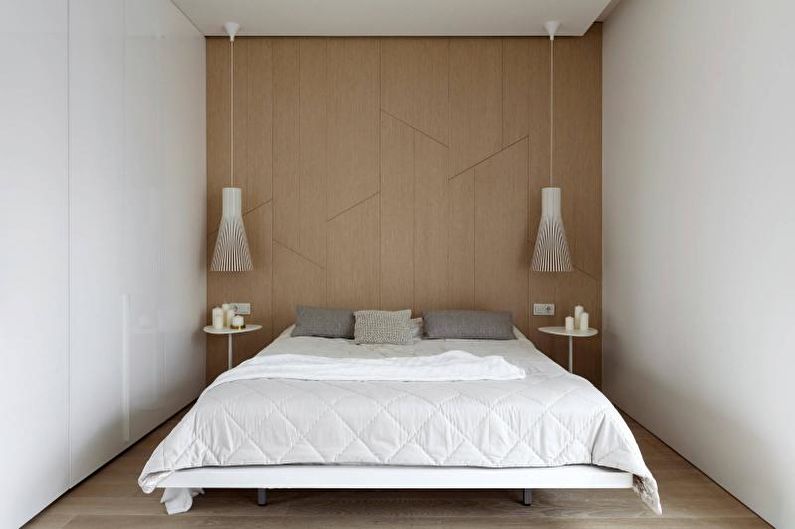 Baltas guļamistabas dizains - sienas dekorēšana