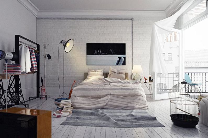 Design de quarto branco - decoração de parede