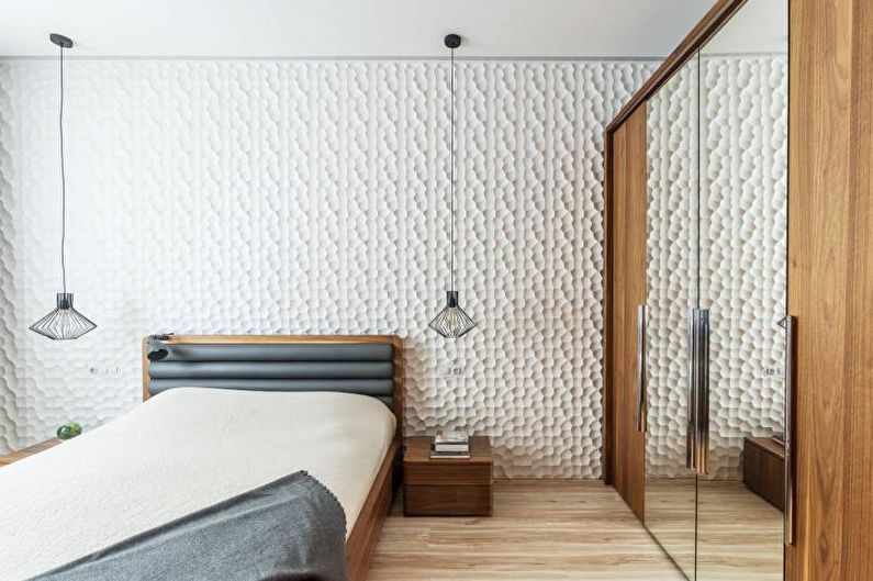 Baltas guļamistabas interjera dizains - foto
