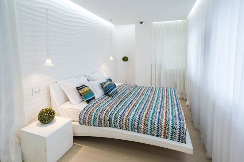 Dizajn interijera bijele spavaće sobe - fotografija