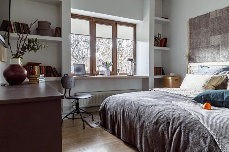 Interior design of a white bedroom - photo