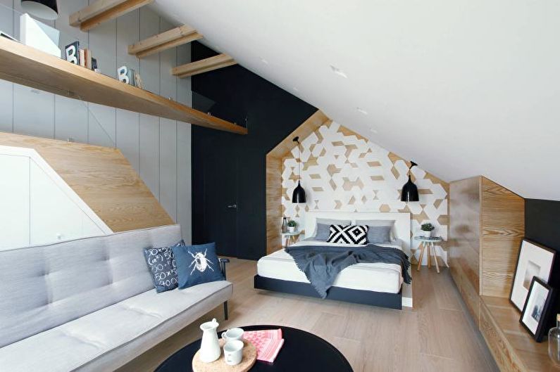 Интериорен дизайн на бяла спалня - снимка