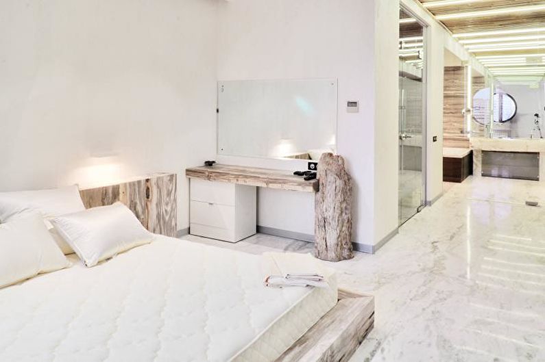 Dizajn interijera bijele spavaće sobe - fotografija