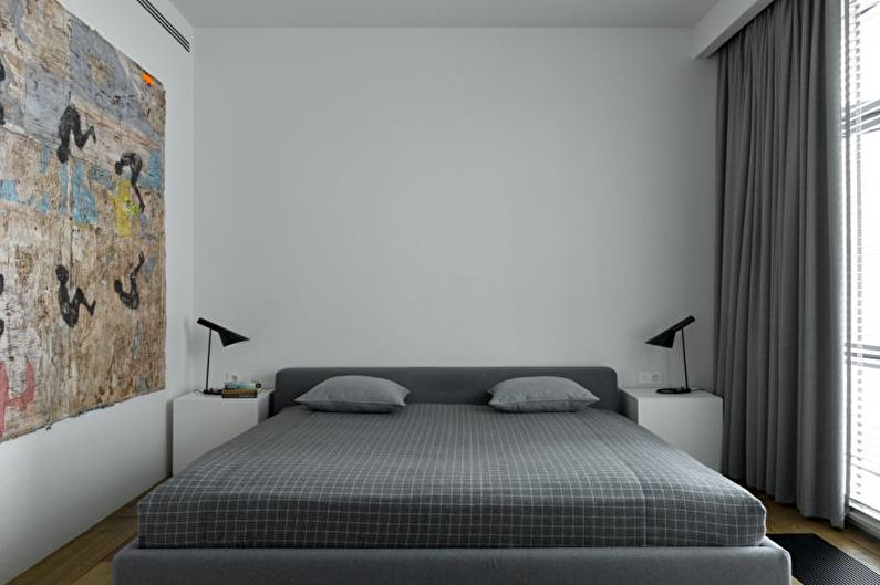 Baltas guļamistabas interjera dizains - foto