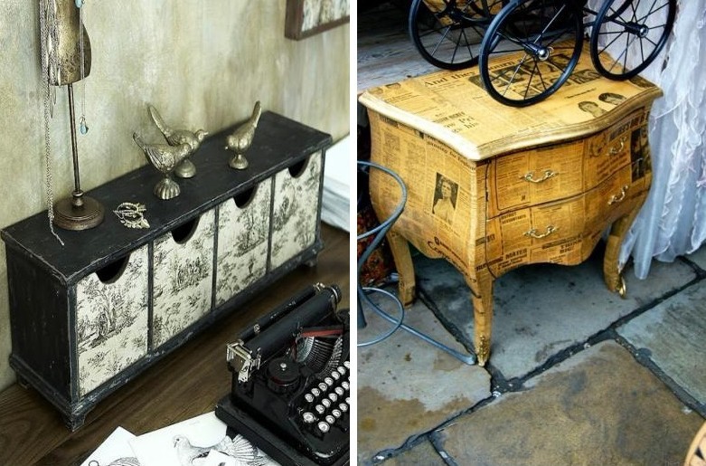 Decoupage möbler - vackra foton och idéer