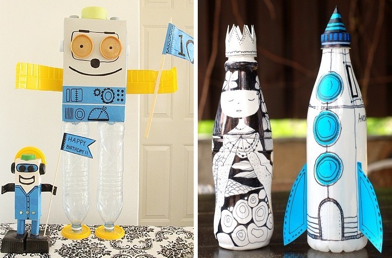 DIY kunsthåndværk af plastflasker - foto