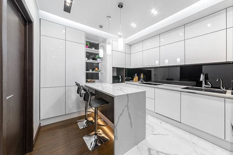 Fekete-fehér konyha modern stílusban - belsőépítészet