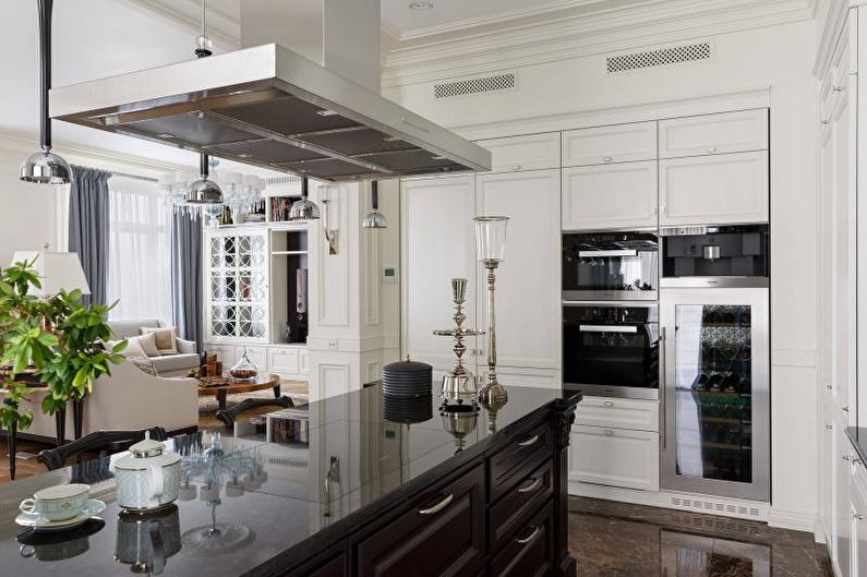 Design de interiores de cozinha preto e branco - foto