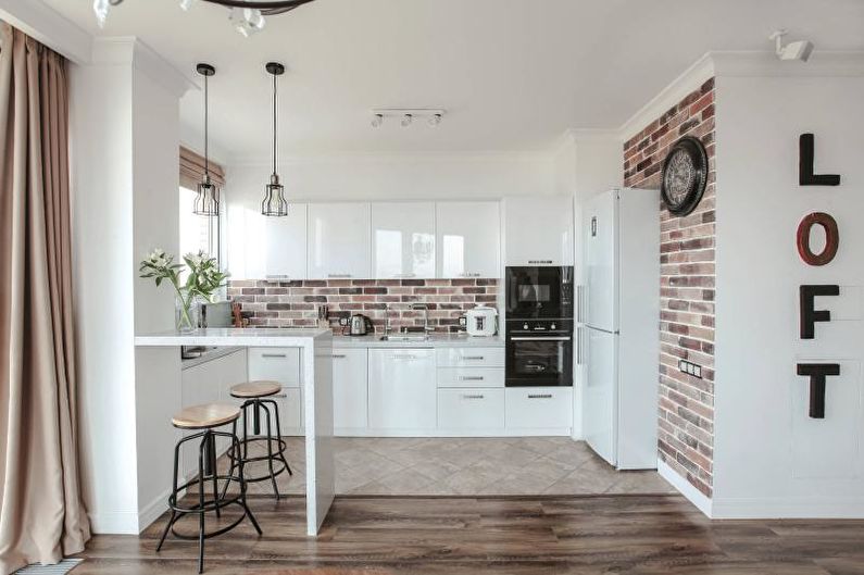 Design de interiores de cozinha preto e branco - foto