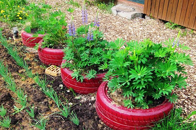 Цветя за градината - Цветно легло в гуми