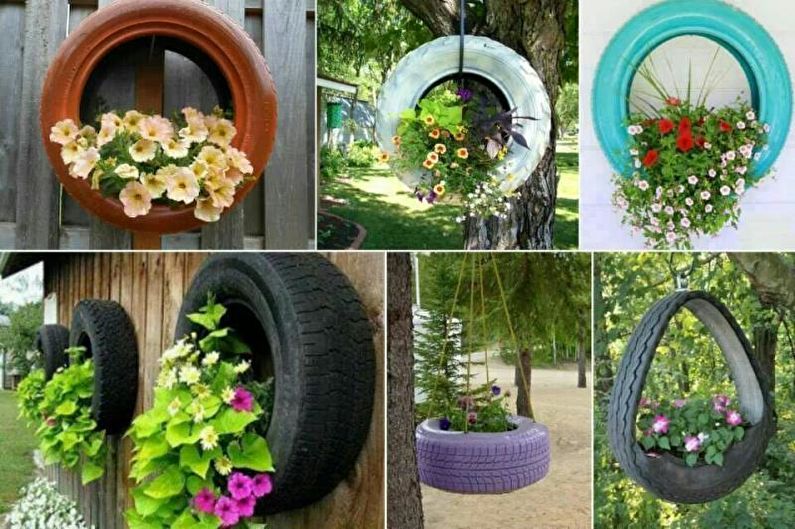 Flores para o jardim - Canteiro de flores em pneus