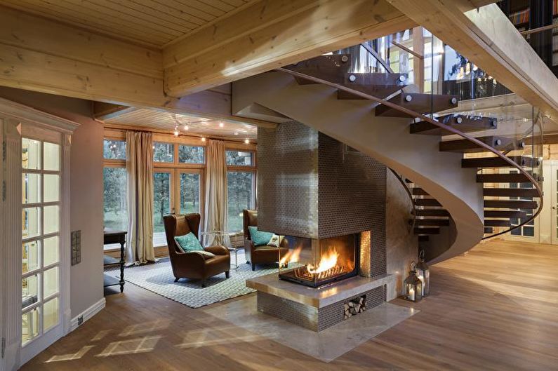 Fireplace sa interior room ng interior - larawan