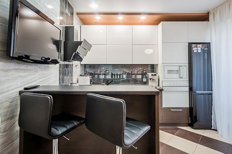 Bucătărie de înaltă tehnologie maro - design interior