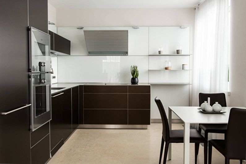 Bucătărie de înaltă tehnologie maro - design interior
