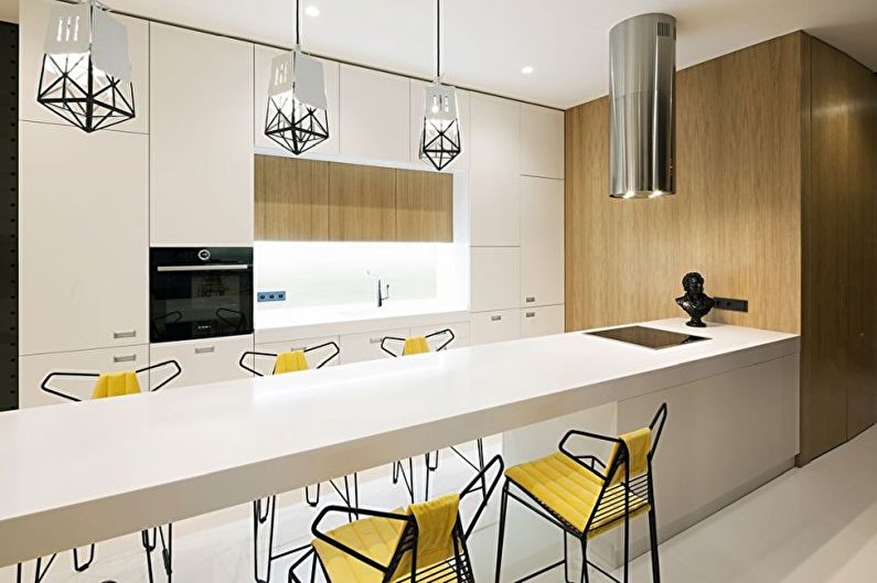 Aukštųjų technologijų virtuvės dizainas - lubų apdaila