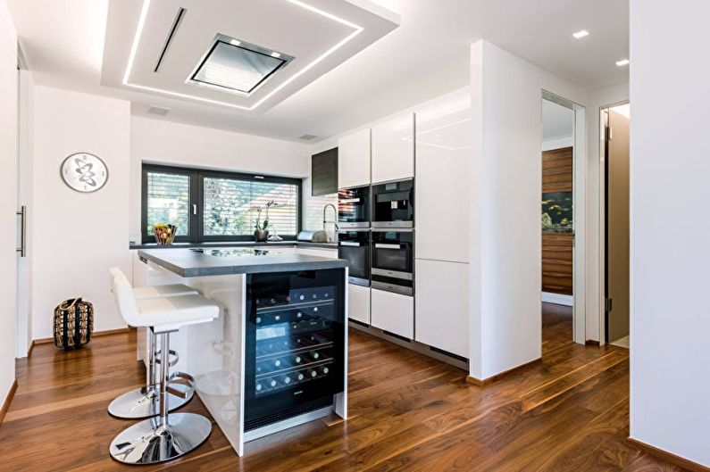 Високотехнологичен дизайн на кухня - таванско покритие