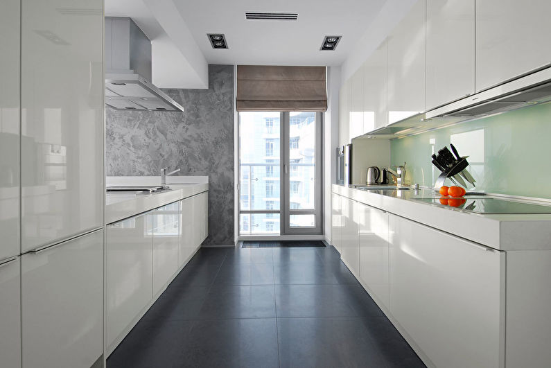 Aukštųjų technologijų virtuvės dizainas - grindų apdaila