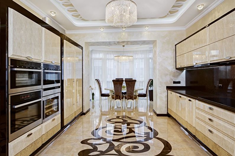 Art Deco virtuves dizains - grīdas apdare