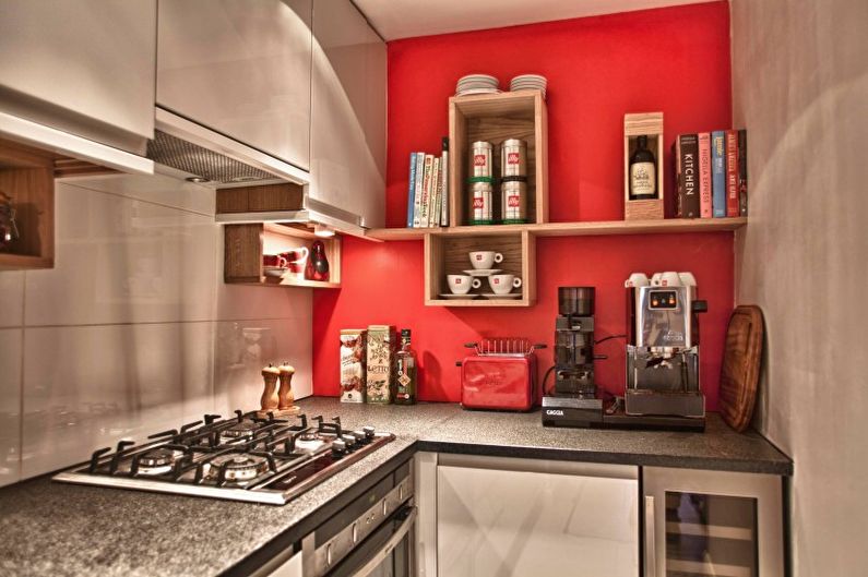 Indretning af køkken i rødt - foto