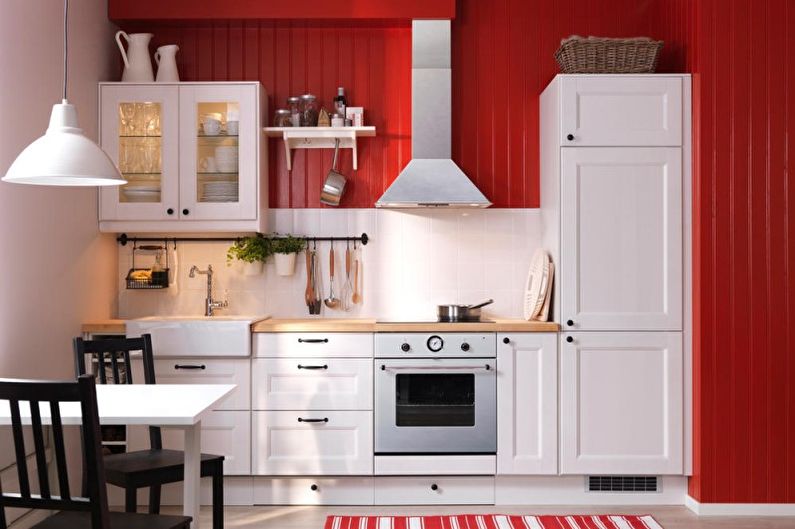 Design interiéru kuchyně v červené barvě - foto