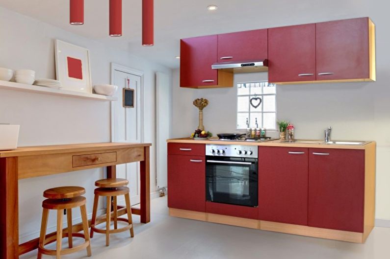 Projekt kuchni w kolorze czerwonym - zdjęcie