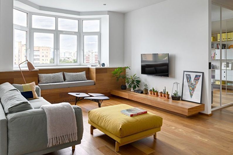 Living Room - Disenyo ng isang apartment sa estilo ng minimalism