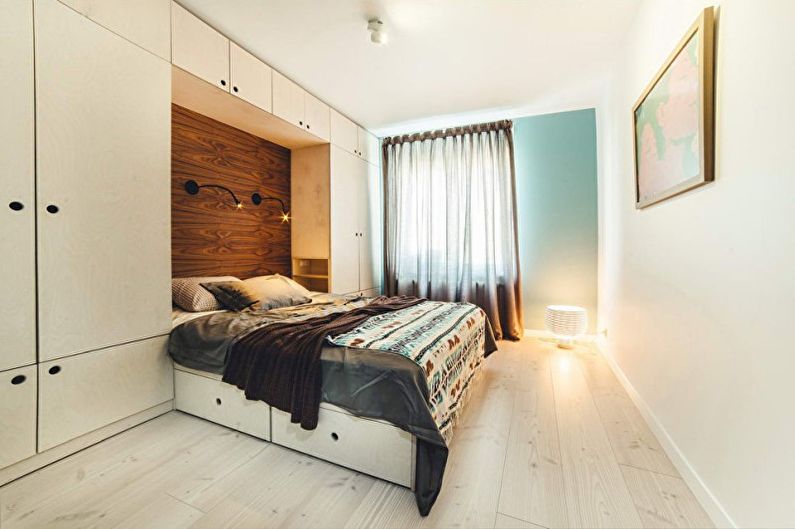 Guļamistaba - dzīvokļa dizains minimālisma stilā