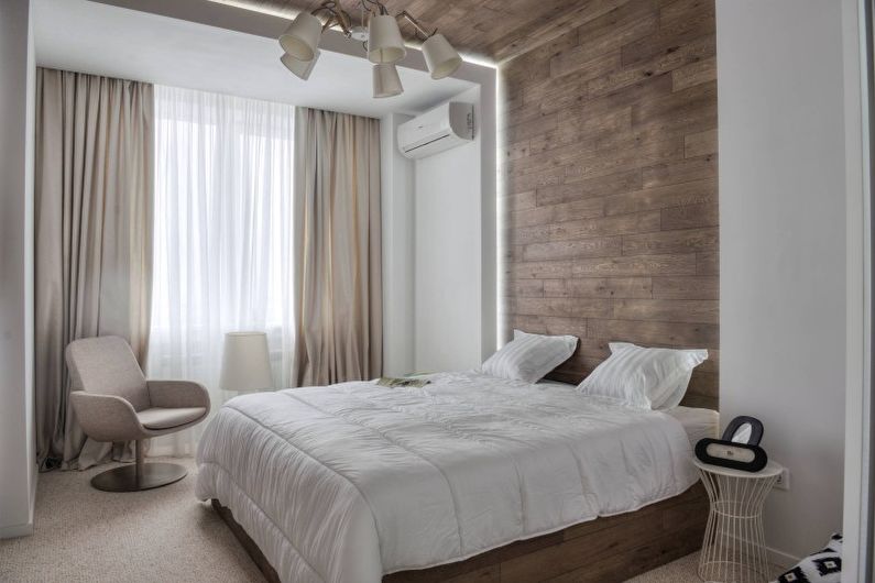 Silid-tulugan - Disenyo ng isang apartment sa estilo ng minimalism