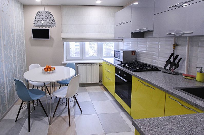 Bucătărie galbenă în stil modern - Design interior