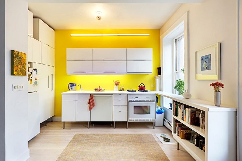 Virtuvės interjero dizainas geltonai - nuotrauka