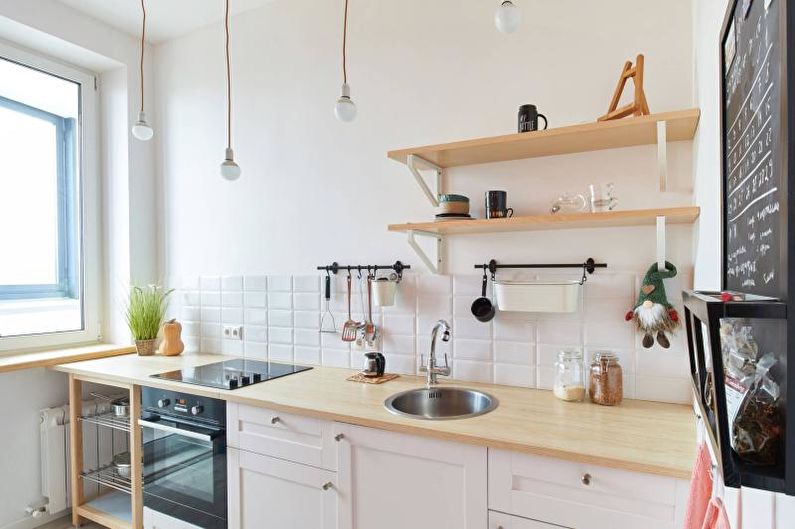 Balta skandinaviško stiliaus virtuvė - interjero dizainas