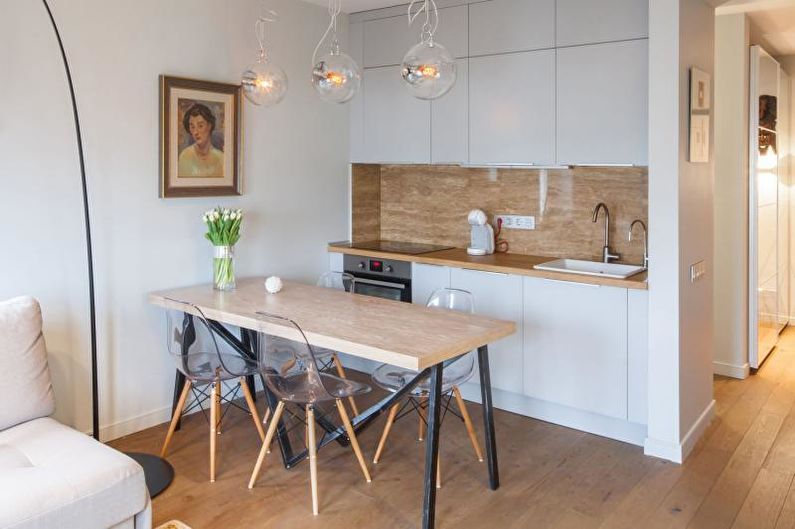 Balta skandinaviško stiliaus virtuvė - interjero dizainas
