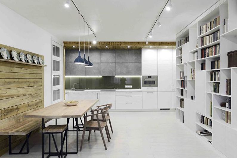Design bílé kuchyně - stropní úprava