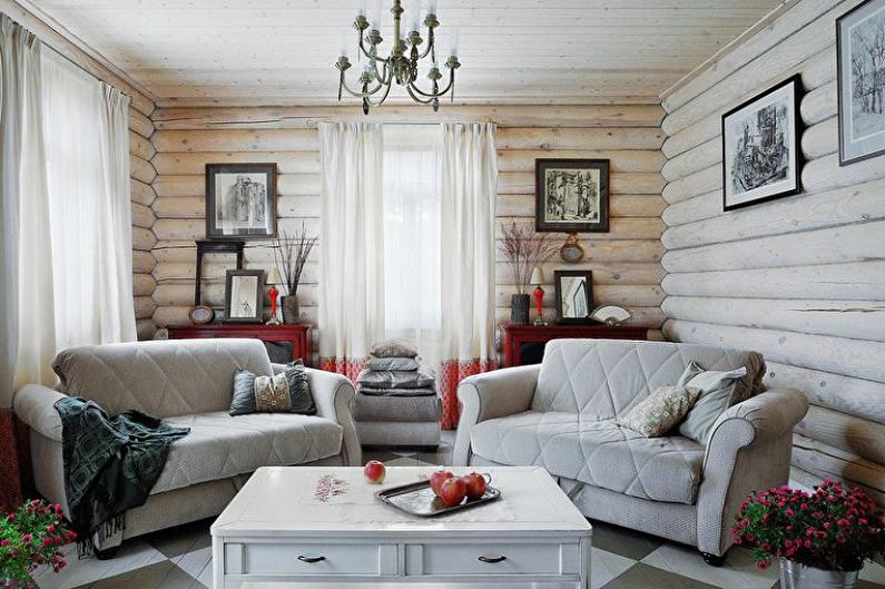 Design de uma sala de estar em uma casa de campo (95 fotos)