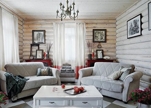 Design de uma sala de estar em uma casa de campo (95 fotos)