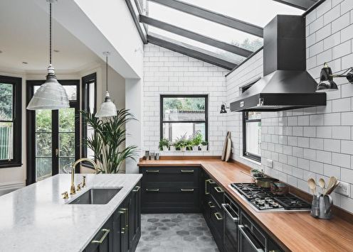 Dapur hitam putih (70 gambar): idea reka bentuk