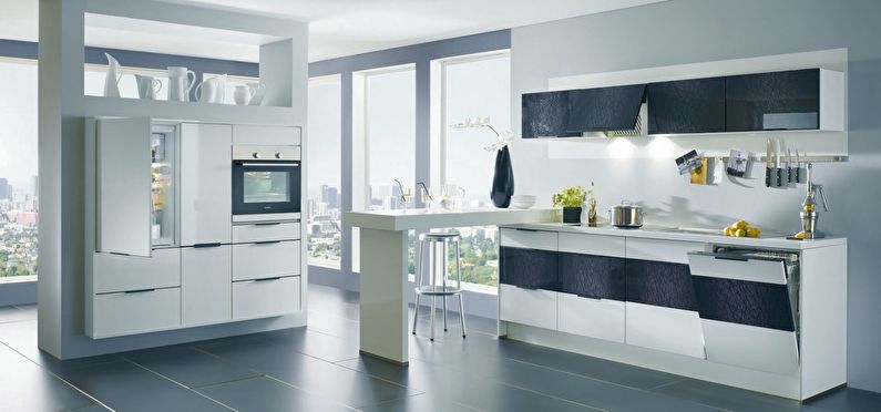 Haute technologie et minimalisme pour l'intérieur de la cuisine - caractéristiques distinctives