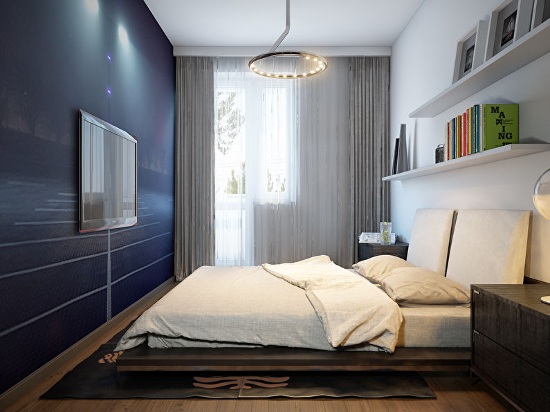 Interiørdesign av et soverom i Khrusjtsjov - Fotopapir