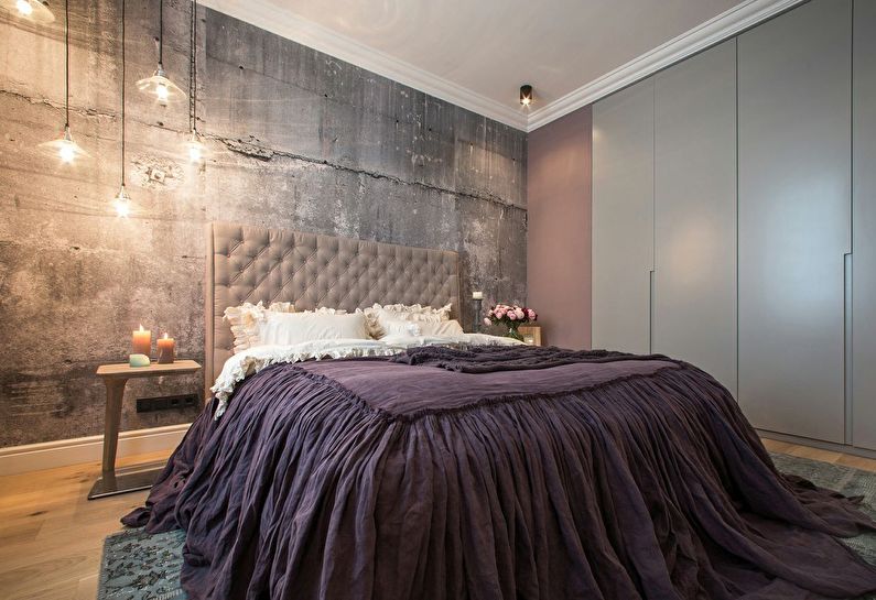 Progettazione di una camera da letto in Krusciov - stile loft