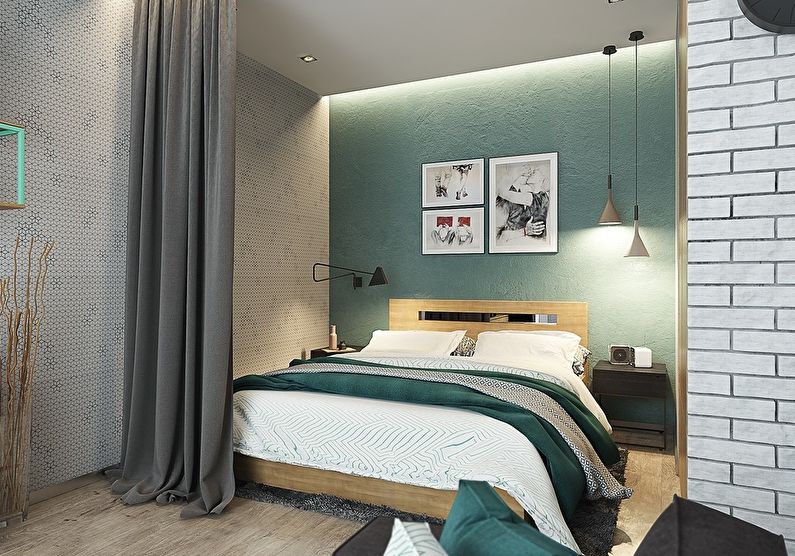 Zelena spavaća soba u Hruščovu - dizajn interijera