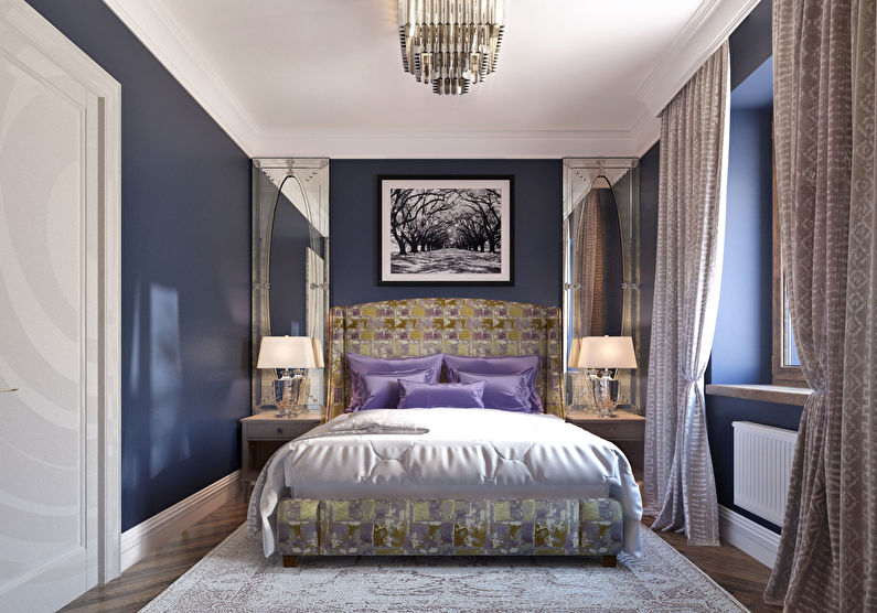 Camera da letto blu a Krusciov - interior design