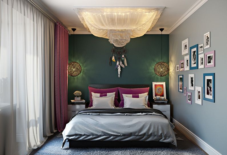 Interior design di una camera da letto a Krusciov - Illuminazione