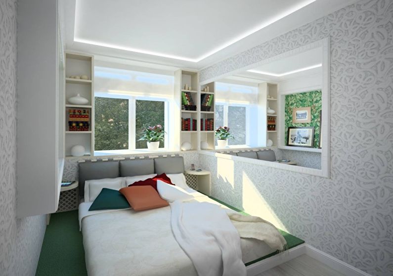 Dizajn interijera spavaće sobe u Hruščovu - fotografija