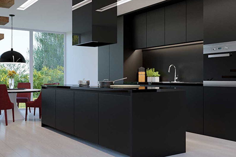Bucătărie neagră 8 mp - Design interior