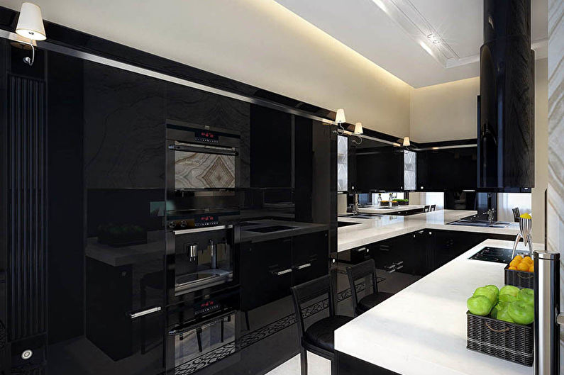 Bucătărie neagră 8 mp - Design interior